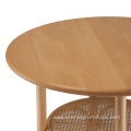 European style customized wood round table rattan table